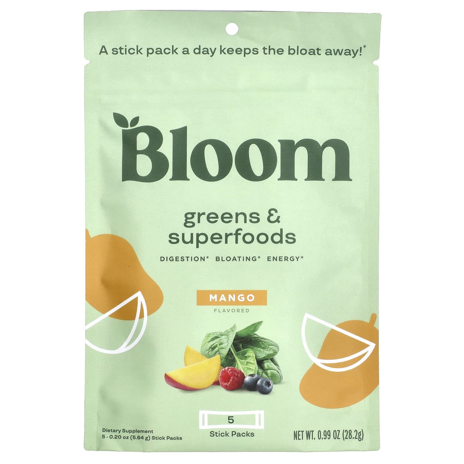 Bloom Greens - Superfoods манго 5 пакетиков по 564 г 020 унции 2090₽