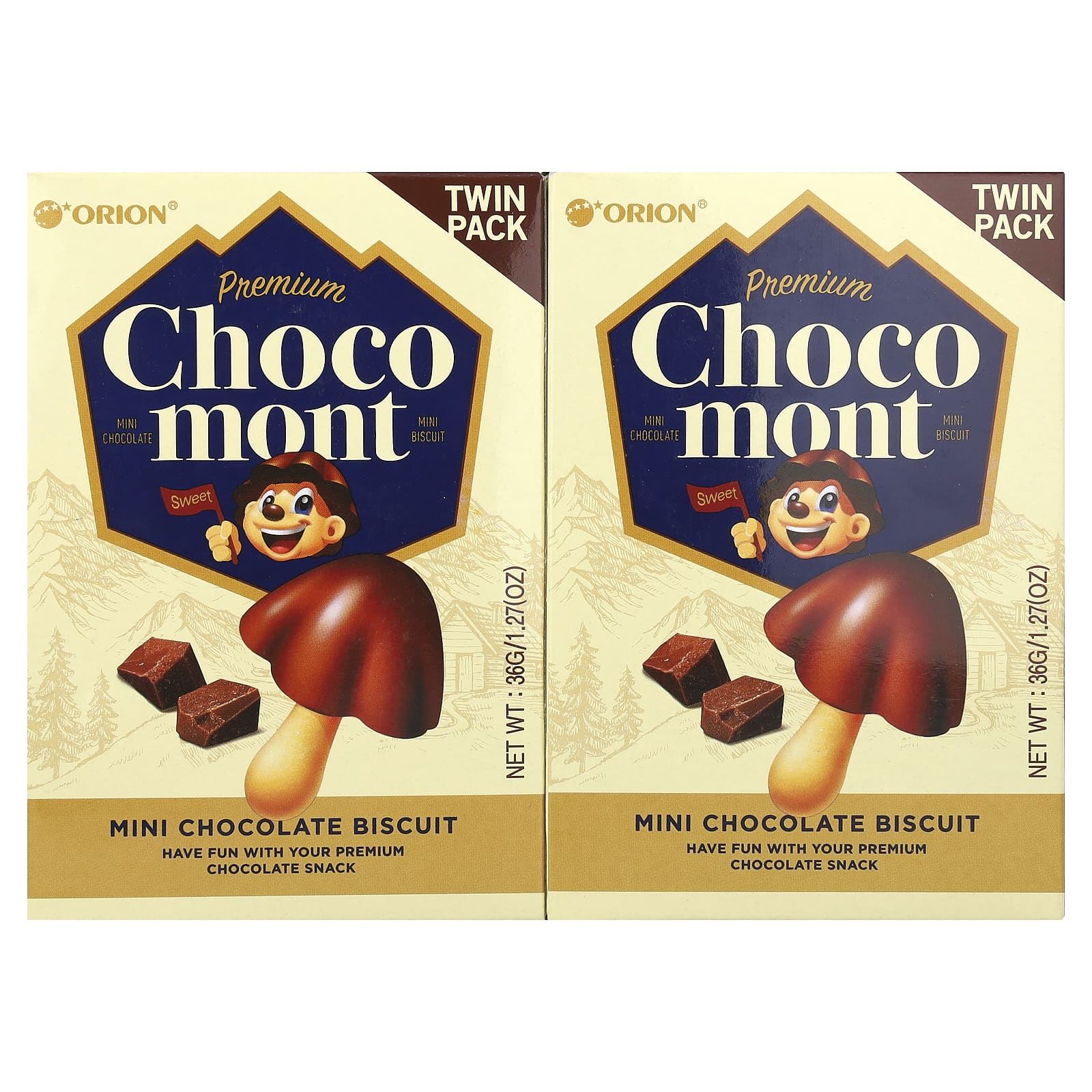 Orion Premium Choco Mont Mini Chocolate Biscuit 2 Packs 127 oz 36 g Each 1390₽