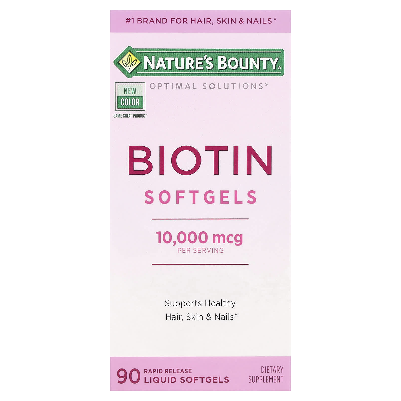 Natures Bounty Биотин в капсулах 10 000 мкг 90 капсул с быстрым высвобождением 2490₽