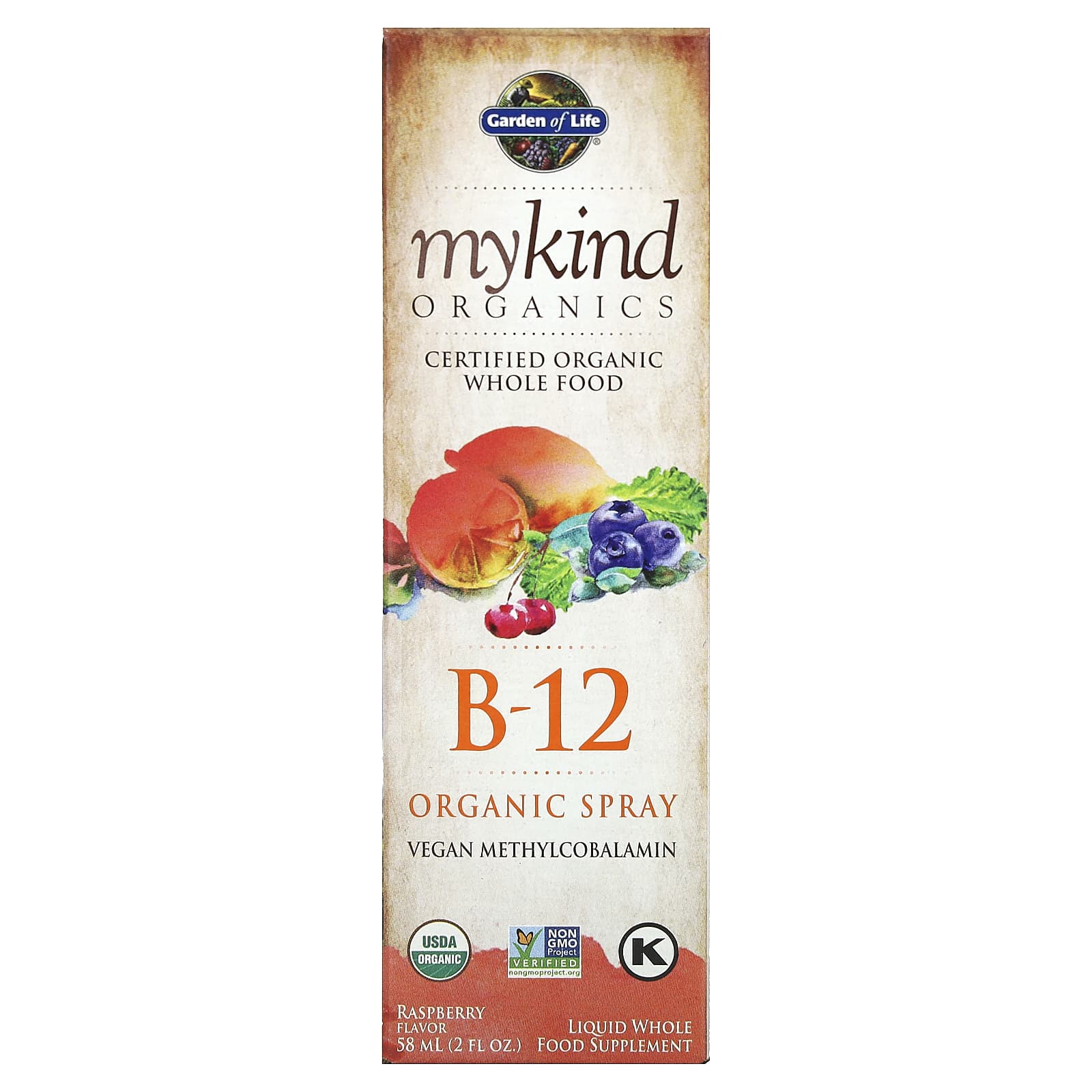 Garden of Life MyKind Organics органический спрей с витамином B12 со вкусом малины 58 мл 2 жидк унции 2690₽