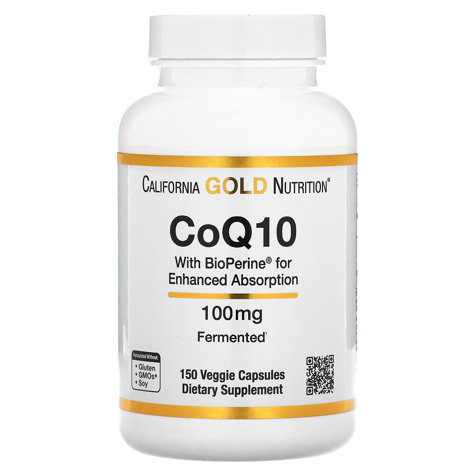 California Gold Nutrition коэнзим Q10 с экстрактом BioPerine 100 мг 150 растительных капсул 3690₽