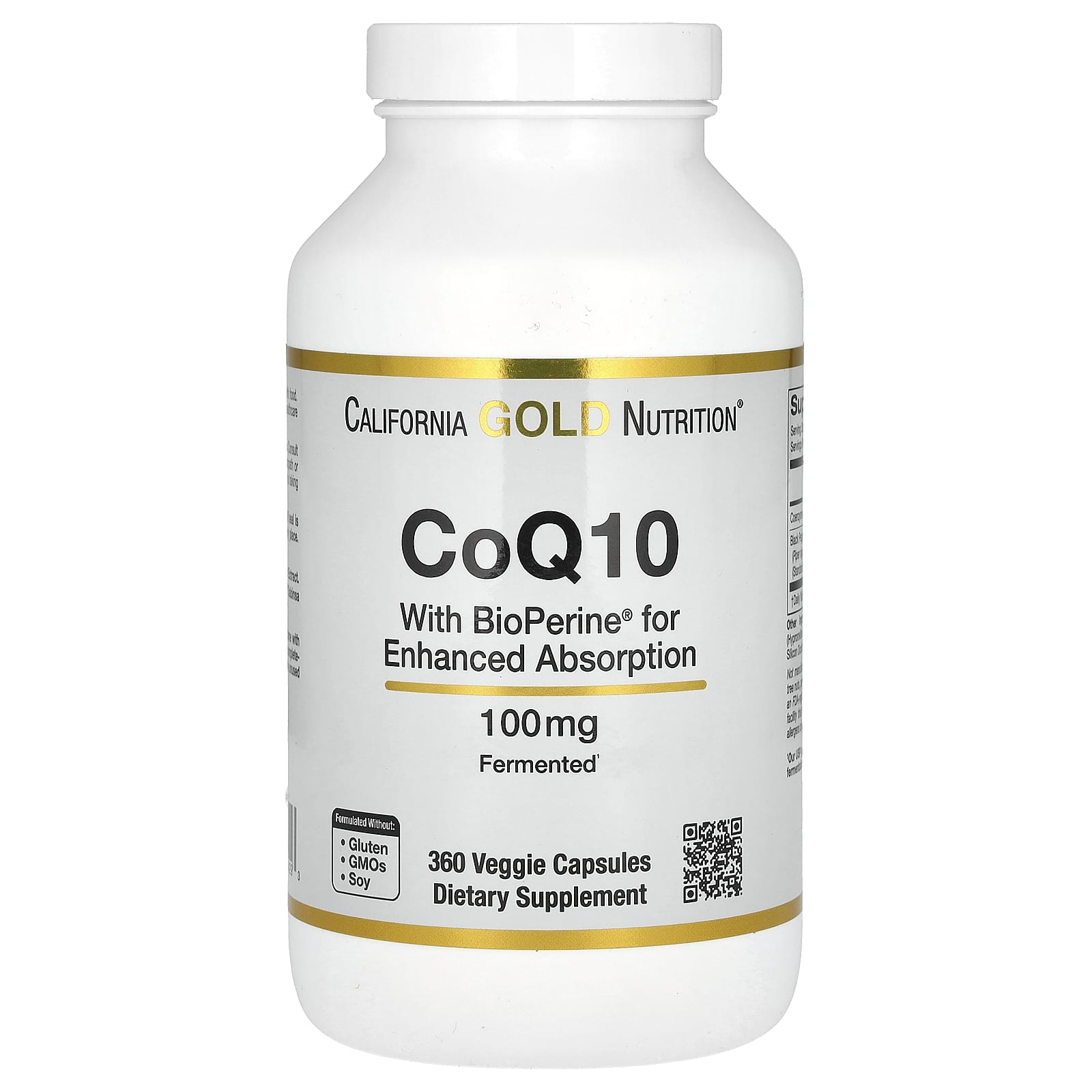 California Gold Nutrition коэнзим Q10 с экстрактом BioPerine 100 мг 360 растительных капсул 6190₽