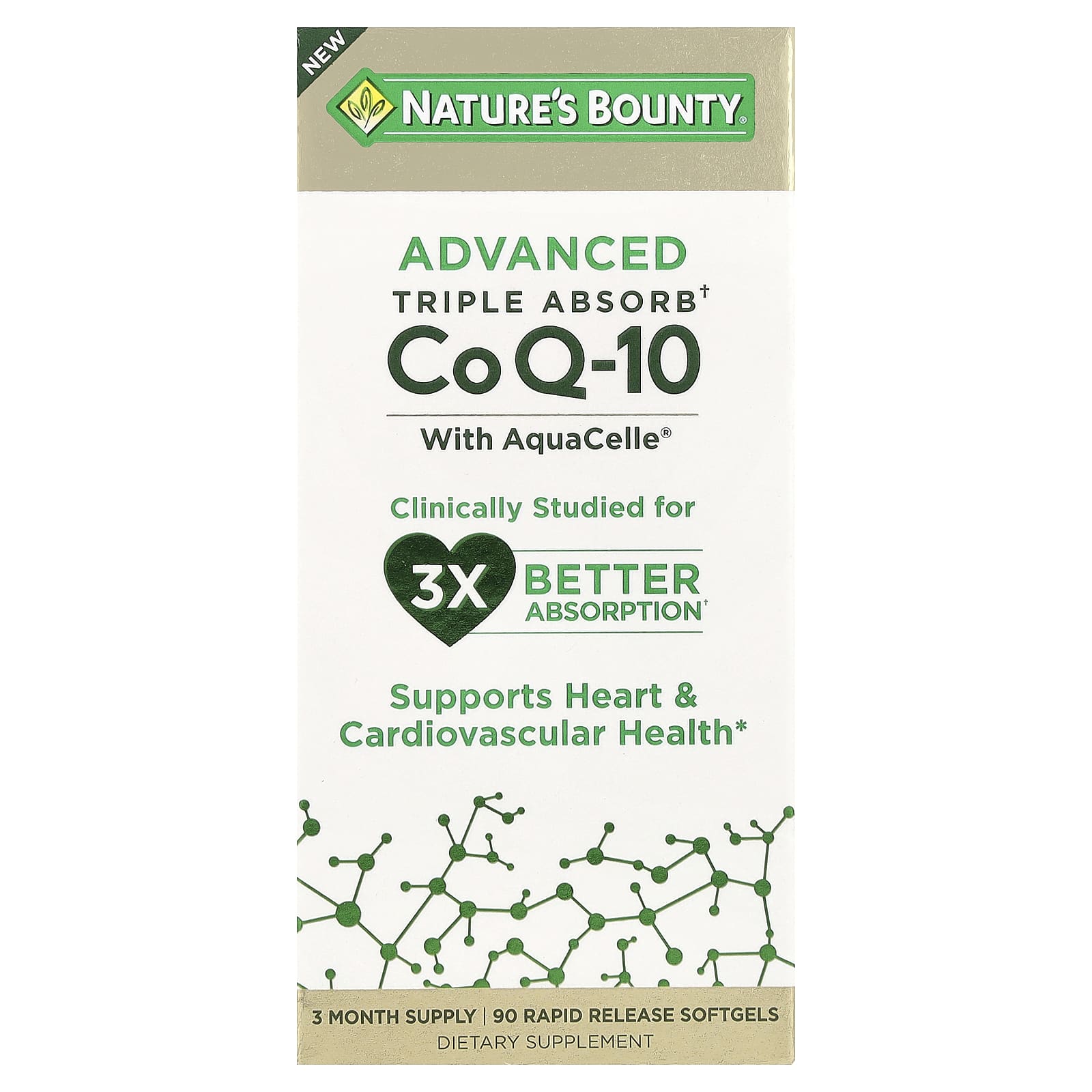 Natures Bounty Advanced Triple Absorb CoQ-10 90 мягких таблеток с быстрым высвобождением 8590₽