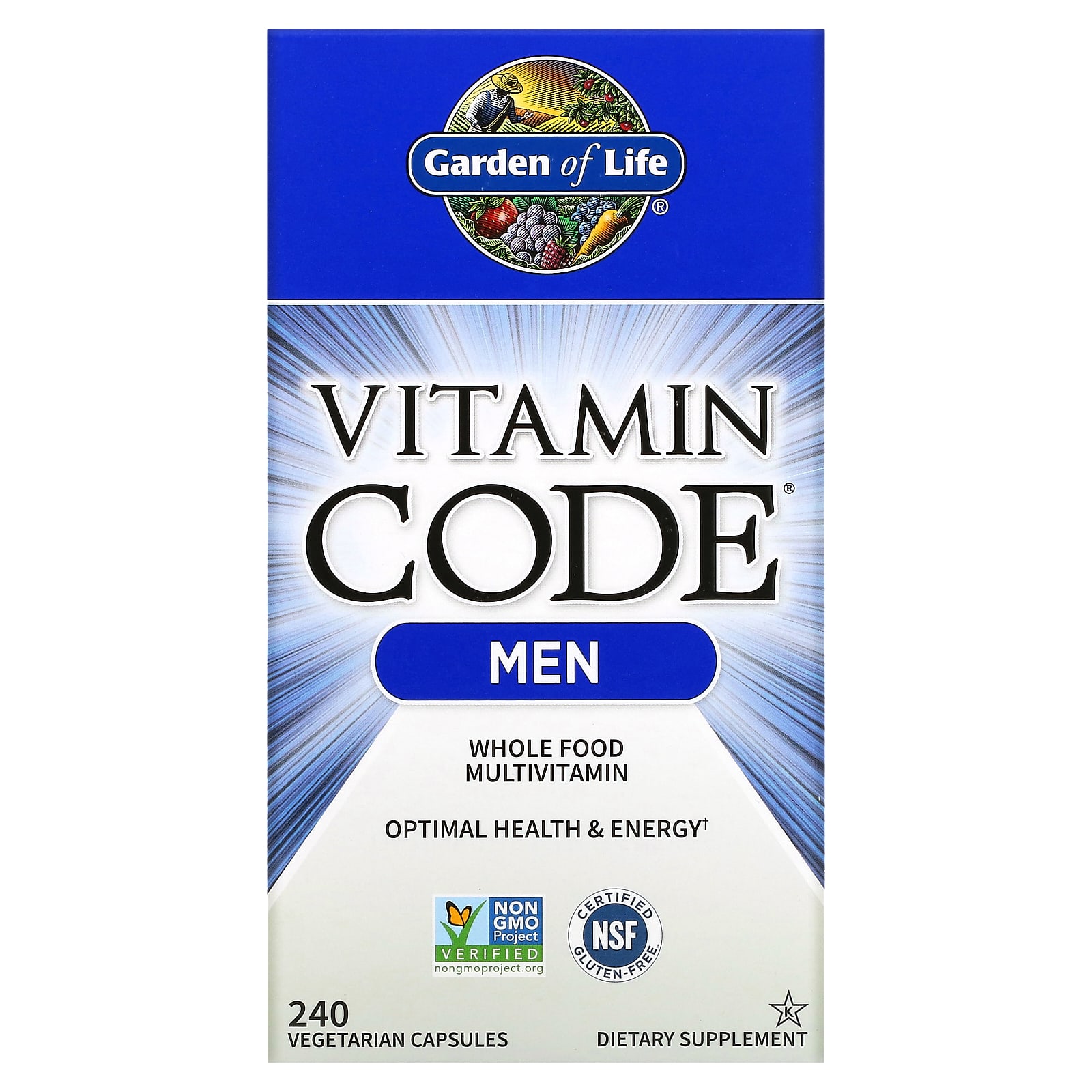 Garden of Life Vitamin Code мультивитамины из цельных продуктов для мужчин 240 вегетарианских капсул 11590₽