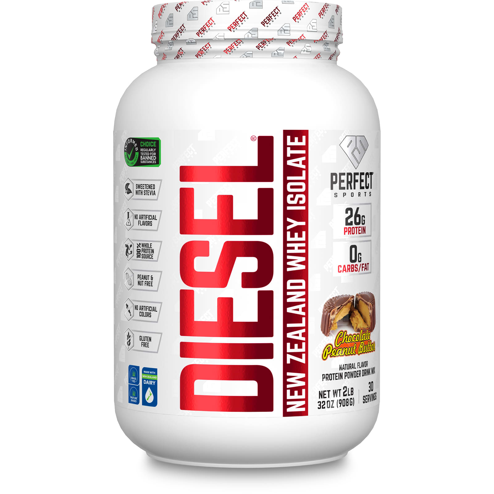 PERFECT Sports Diet новозеландский сывороточный изолят шоколад и арахисовое масло 908 г 2 фунта 8090₽