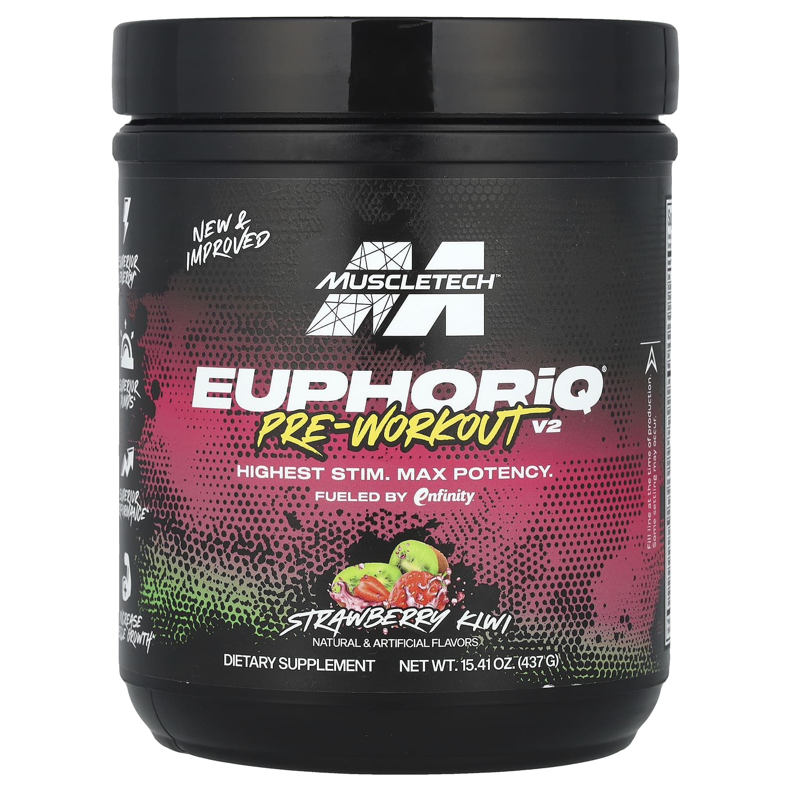 MuscleTech EuphoriQ Pre-Workout V2 клубника и киви 437 г 1541 унции 9790₽