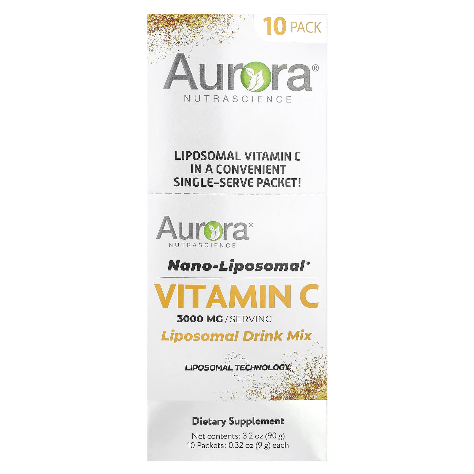 Aurora Nutrascience Nano-Liposomal витамин C смесь для липосомальных напитков 3000 мг 10 пакетиков по 9 г 032 унции 3590₽