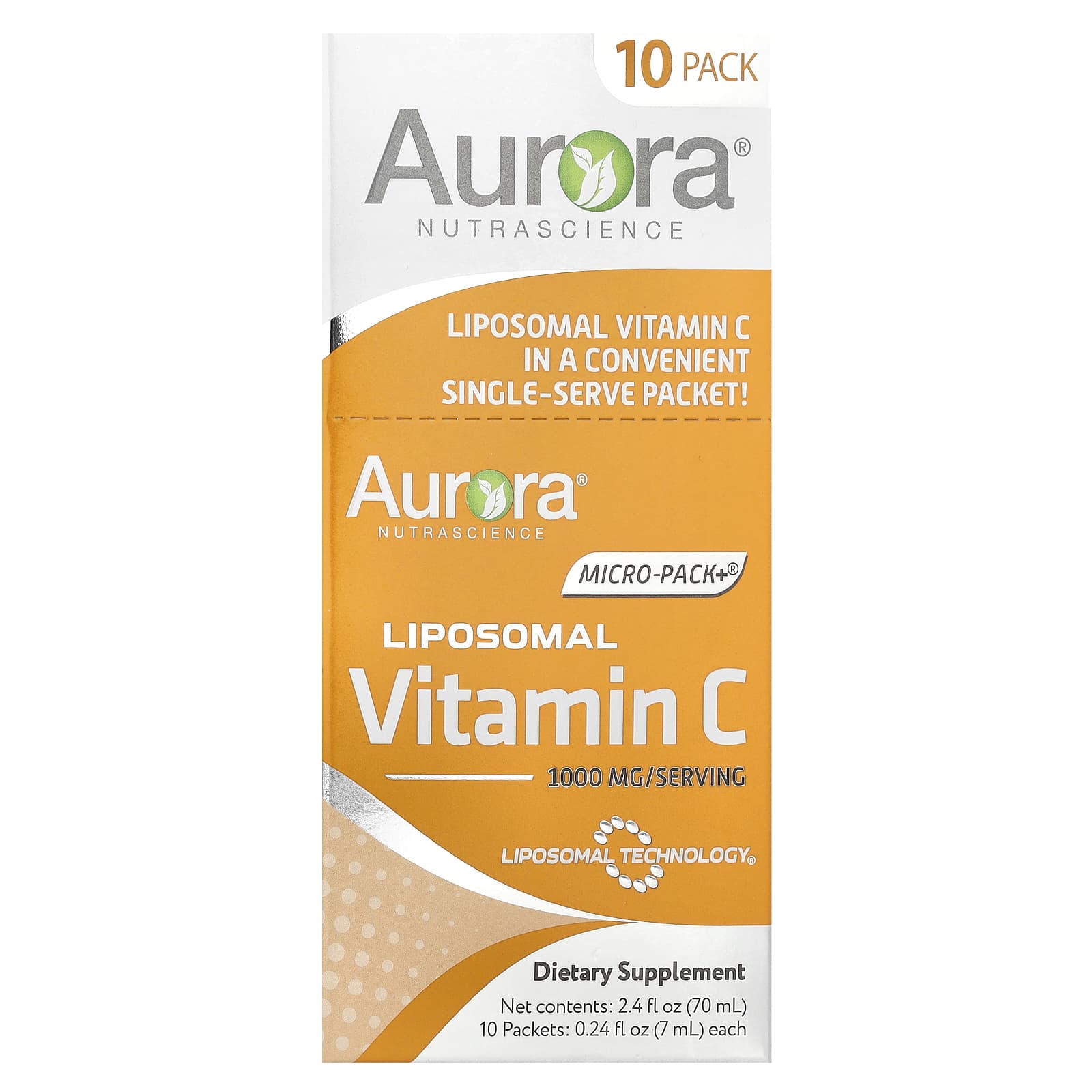 Aurora Nutrascience Micro-Pack липосомальный витамин C 1000 мг 10 пакетиков по 7 мл 024 жидк Унции 3190₽