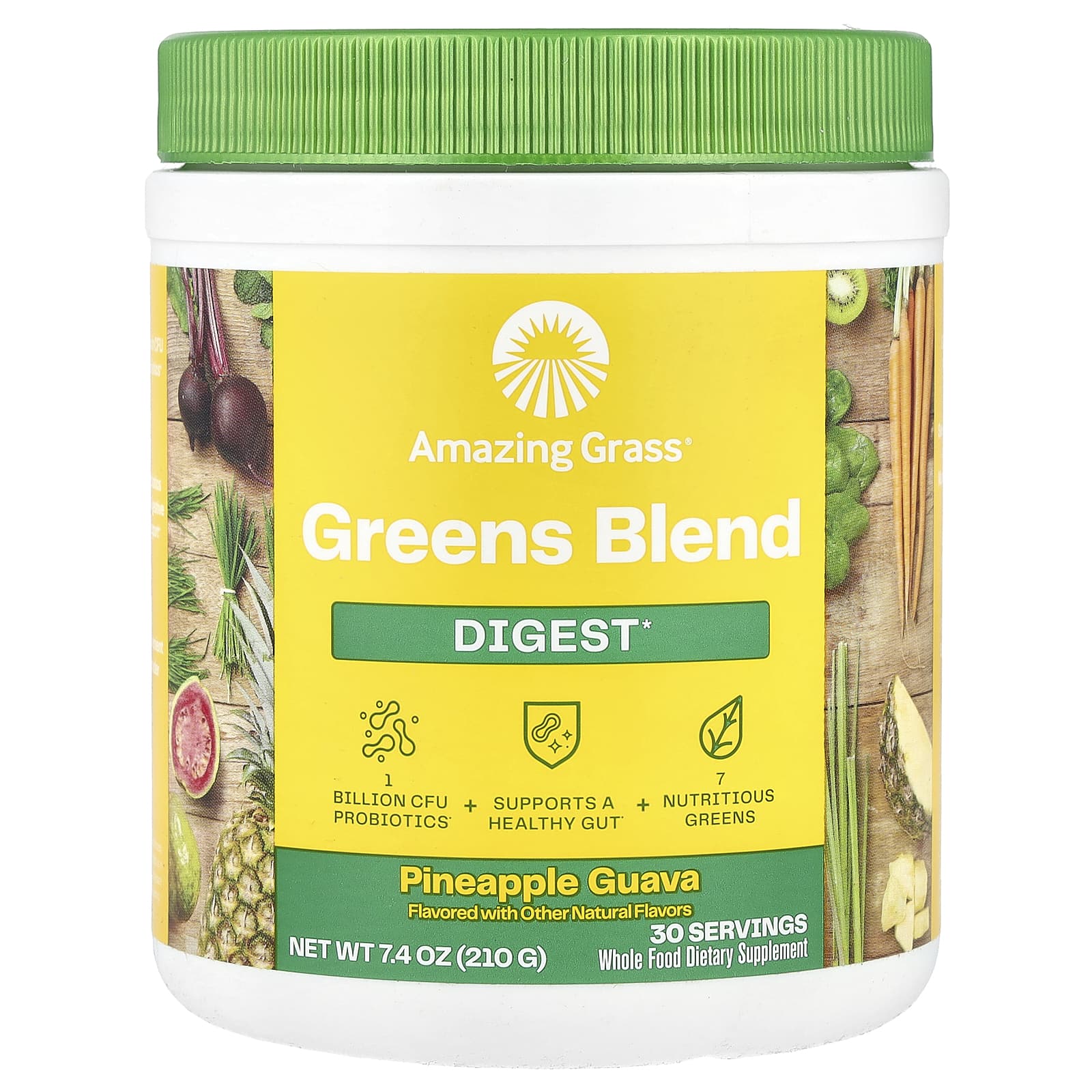 Amazing Grass Greens Blend Digest ананас и гуава 210 г 74 унции 5090₽