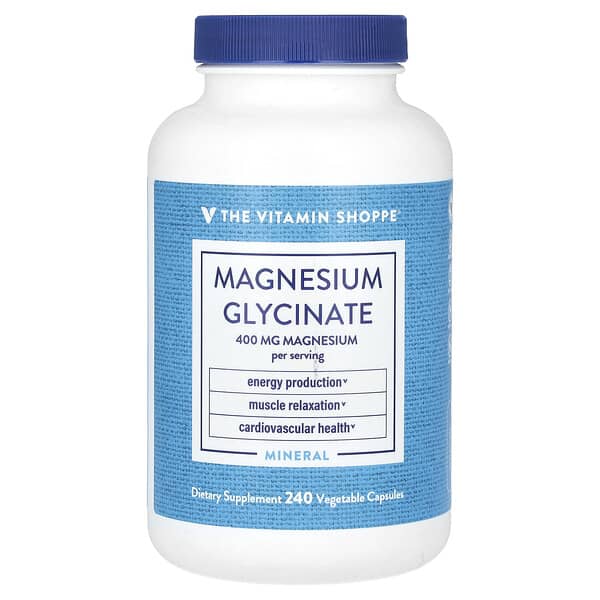The Vitamin Shoppe, глицинат магния, 400 мг, 240 вегетарианских капсул (100 мг в 1 капсуле)