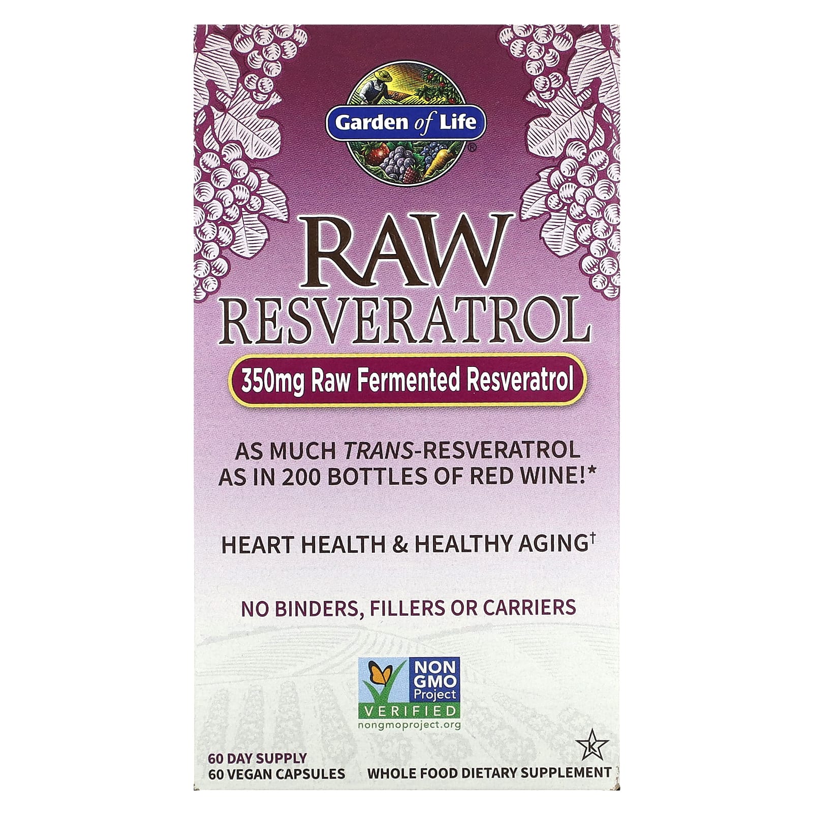 Garden of Life RAW Resveratrol 350 мг 60 веганских капсул 7990₽