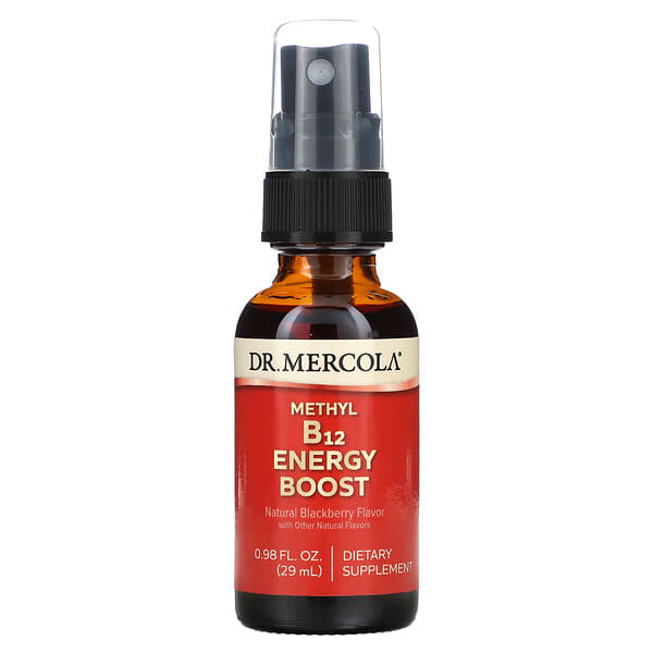 Dr. Mercola, Methyl B12 Energy Booster, натуральная ежевика, 1000 мкг, 29 мл (0,98 жидк. Унции)