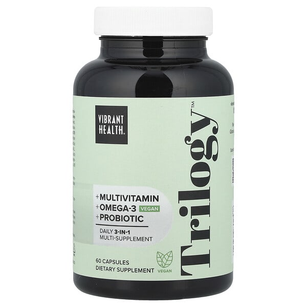 Vibrant Health, Trilogy ™, комплексная добавка 3 в 1 для ежедневного приема, 60 капсул
