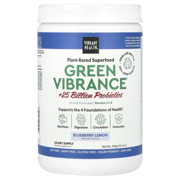 Vibrant Health, Green Vibrance, версия 21.0, голубика и лимон, 292 г (10,3 унции)