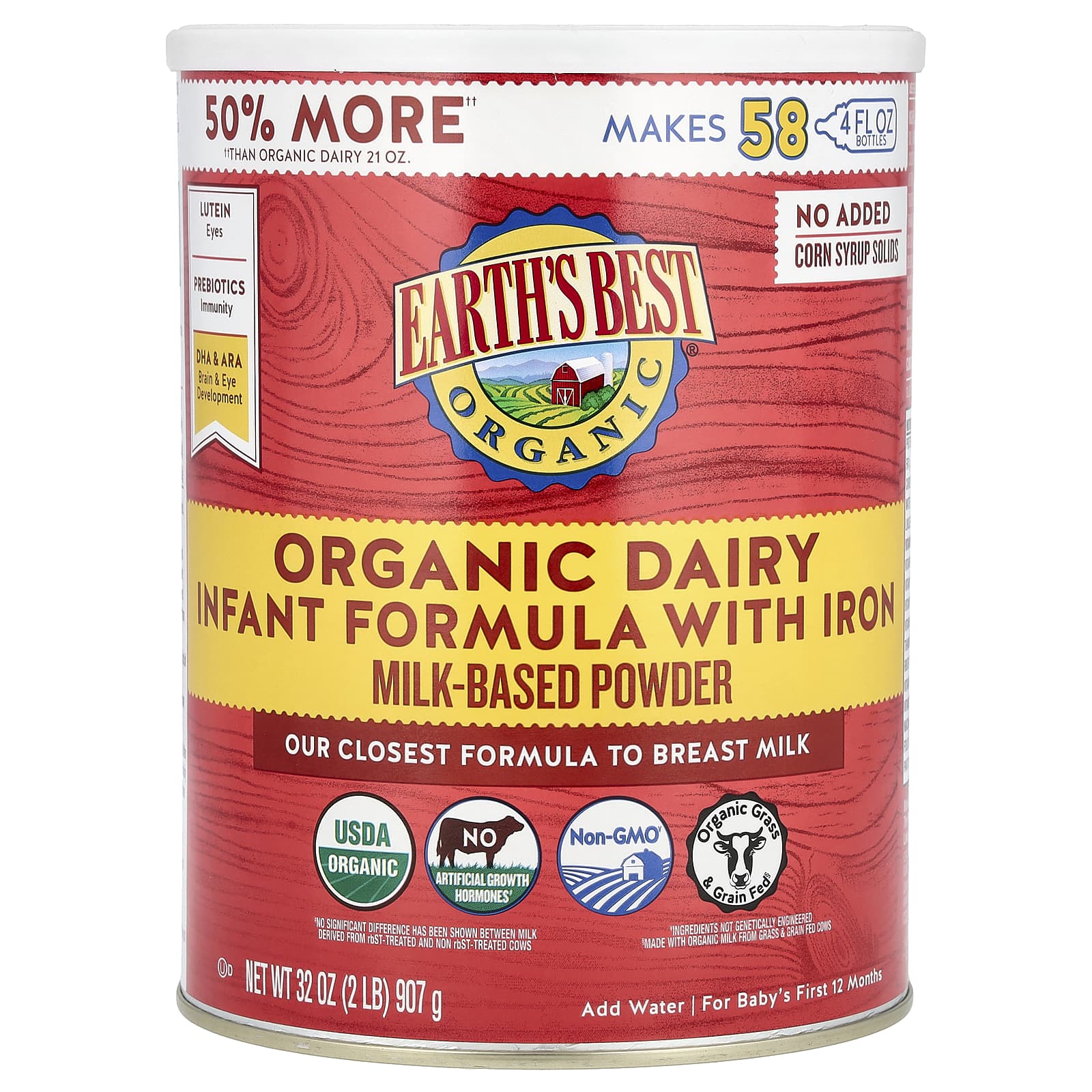 Earths Best Органическая молочная смесь для младенцев с железом для детей в первые 12 месяцев 907 г 32 унции 14390₽