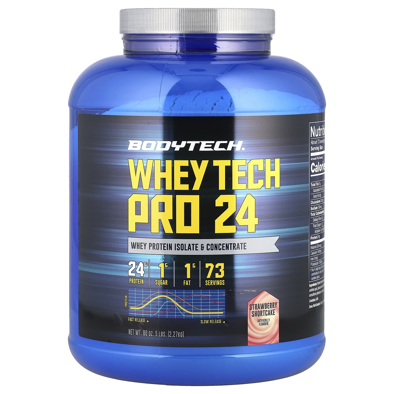 BodyTech Whey Tech Pro 24 клубничное песочное печенье 227 кг 5 фунтов 15190₽