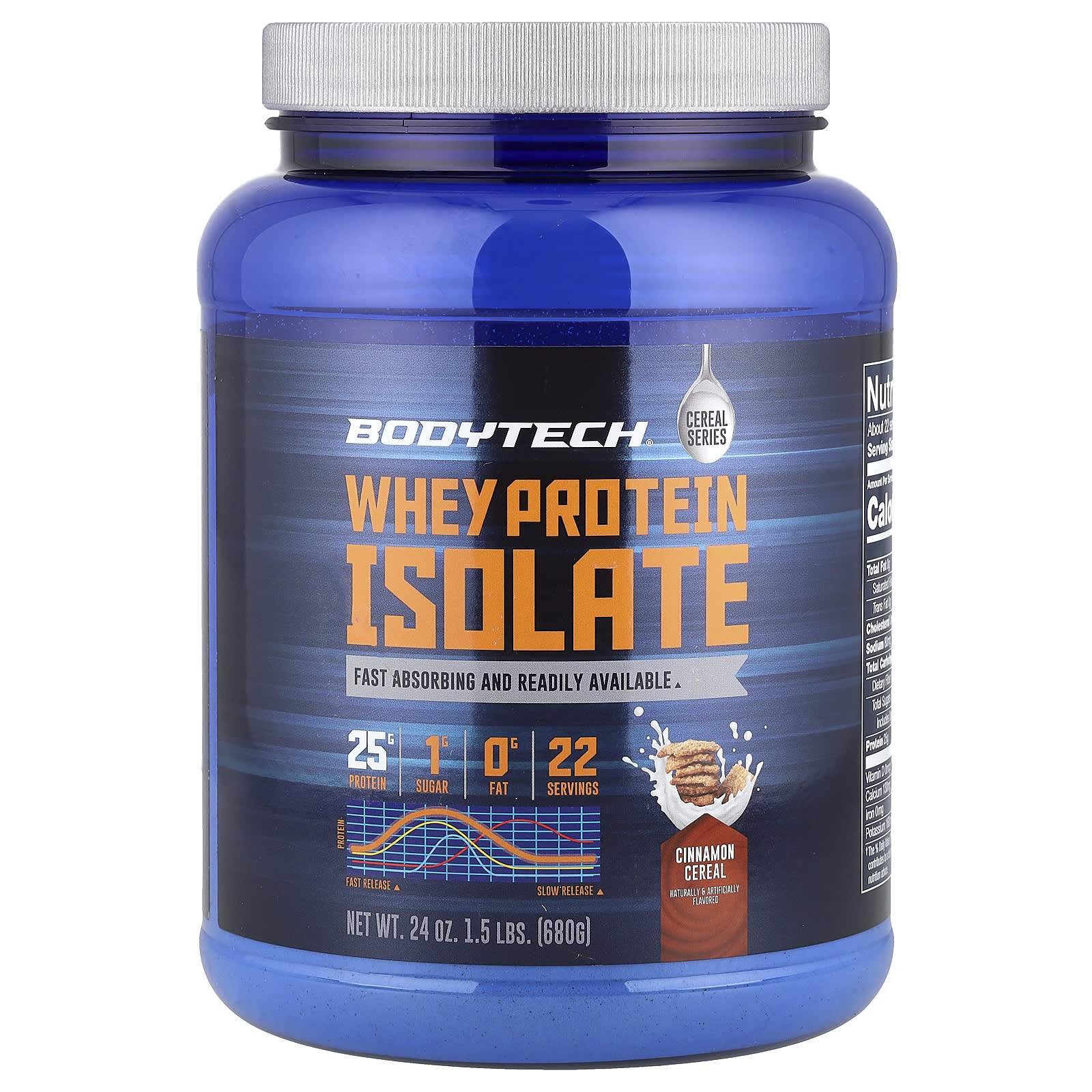 BodyTech, Изолят сывороточного протеина, хлопья с корицей, 680 г (1,5 фунта)