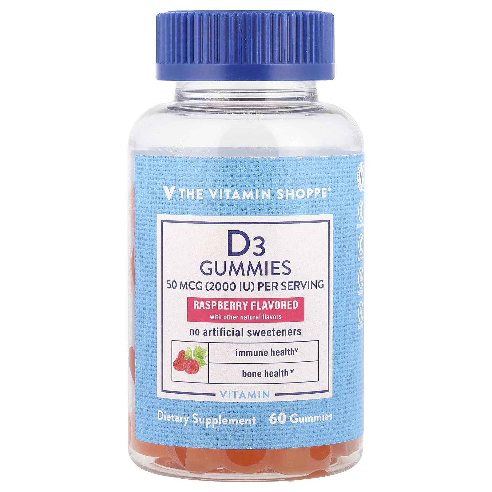 The Vitamin Shoppe Жевательные мармеладки с витамином D3 малина 50 мкг 2000 МЕ 60 жевательных таблеток 25 мкг в жевательной мармеладке 2090₽