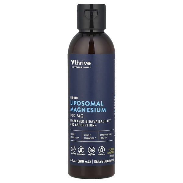 Vthrive, Жидкий липосомальный магний, лимон, 100 мг, 180 мл (6 жидк. Унций)