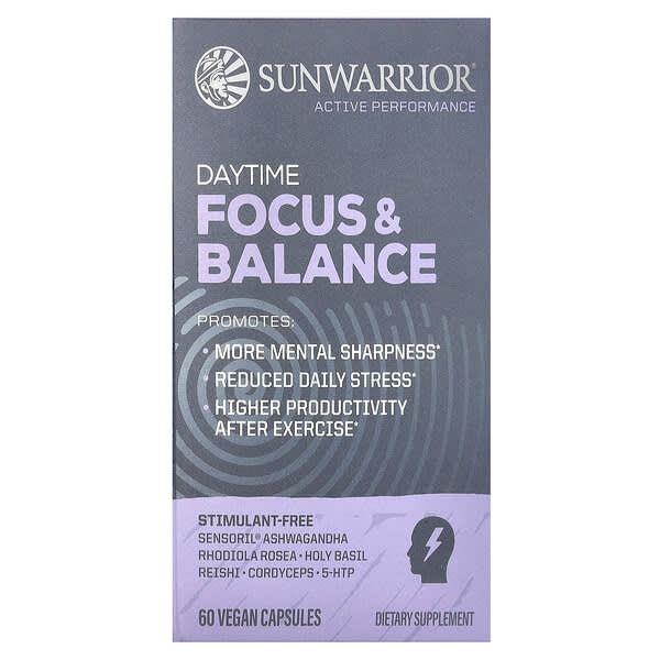 Sunwarrior, Focus & Balance, дневное средство, 60 веганских капсул