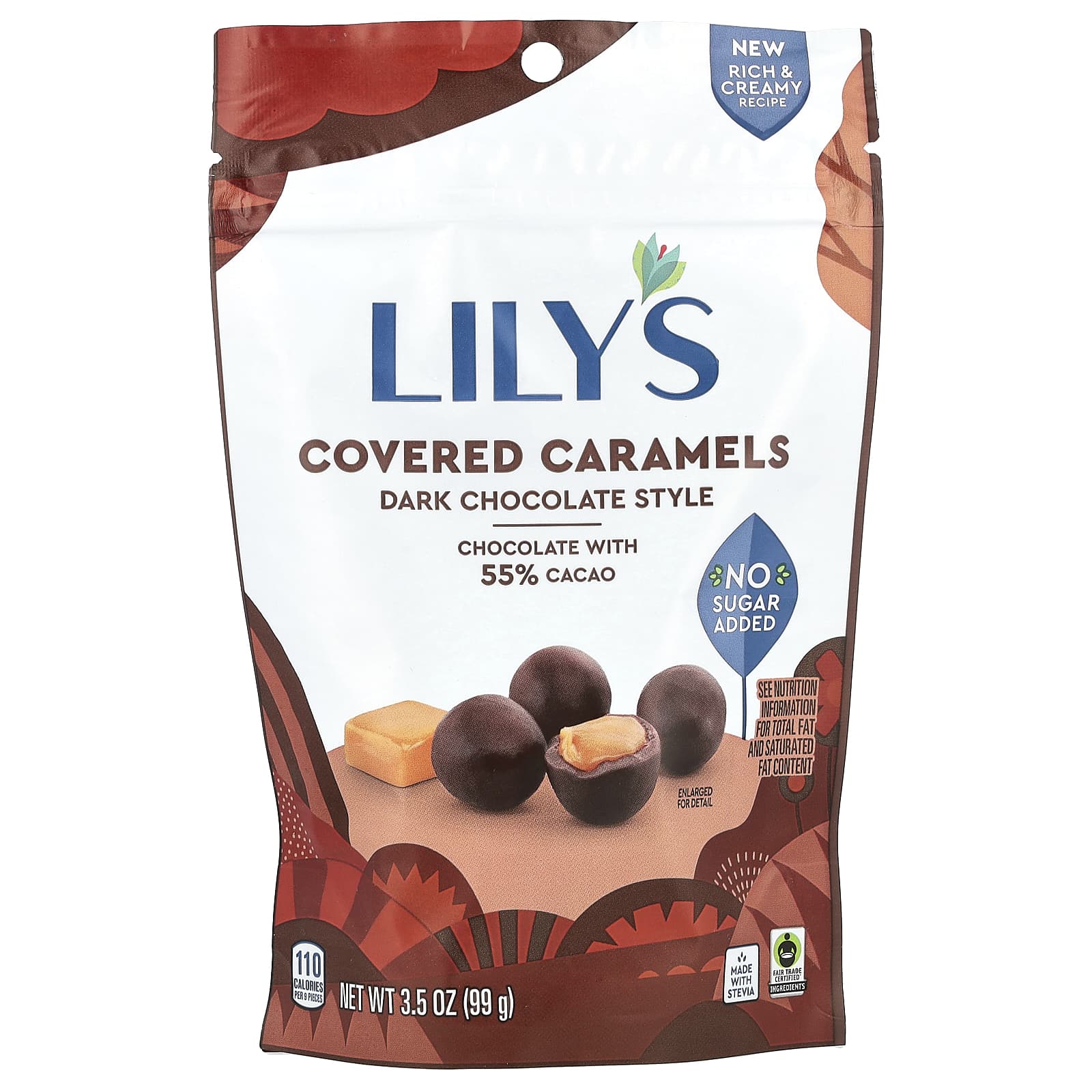 Lilys Sweets Покрытые карамели в стиле темного шоколада 99 г 35 унции 1890₽