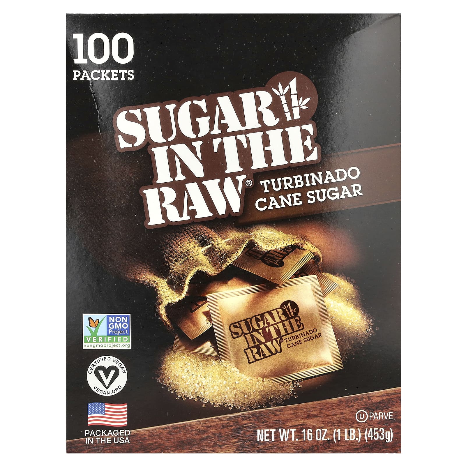 In the Raw Sugar In The Raw тростниковый сахар Turbinado 100 пакетиков 453 г 16 унций 1390₽