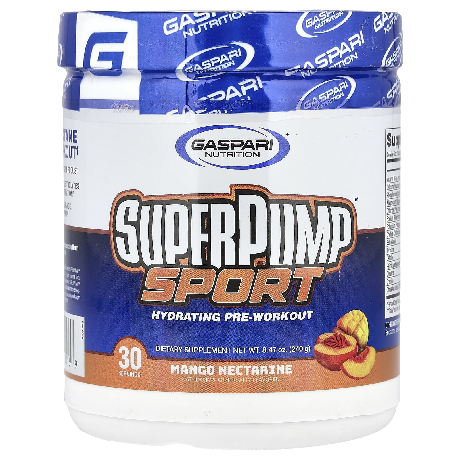 Gaspari Nutrition SuperPump Sport увлажняющее средство перед тренировкой нектарин из манго 240 г 847 унции 2690₽