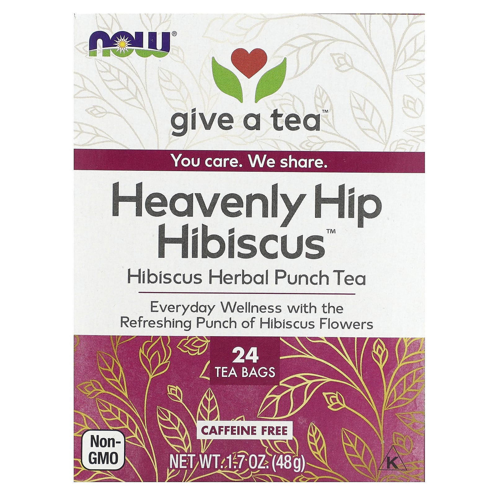 NOW Foods Heavenly Hip Hibiscus травяной чай с пуншем без кофеина 24 чайных пакетика 48 г 17 унции 1790₽