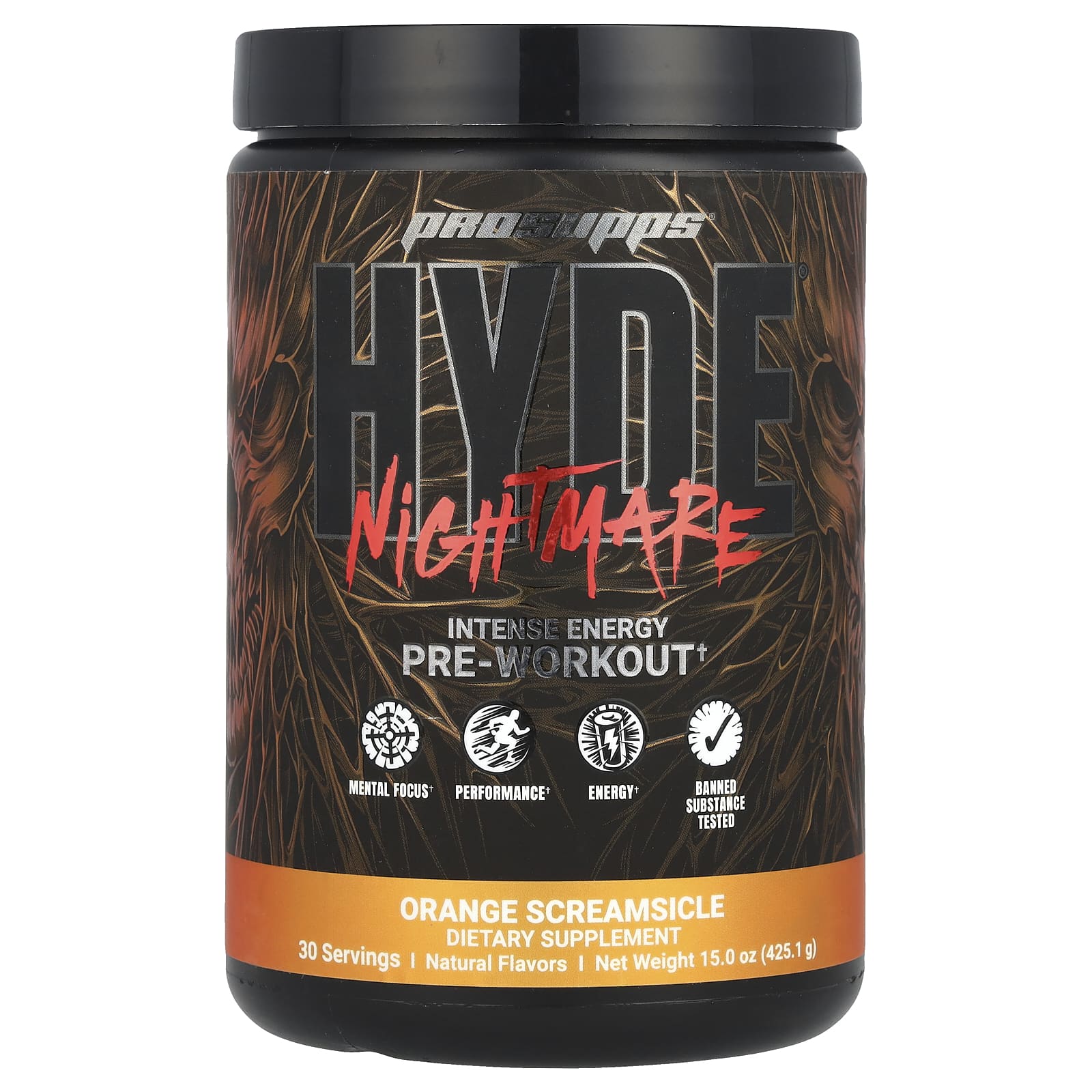 ProSupps, HYDE® Nightmare, интенсивная энергия перед тренировкой, апельсиновый сок, 425,1 г (15 унций)