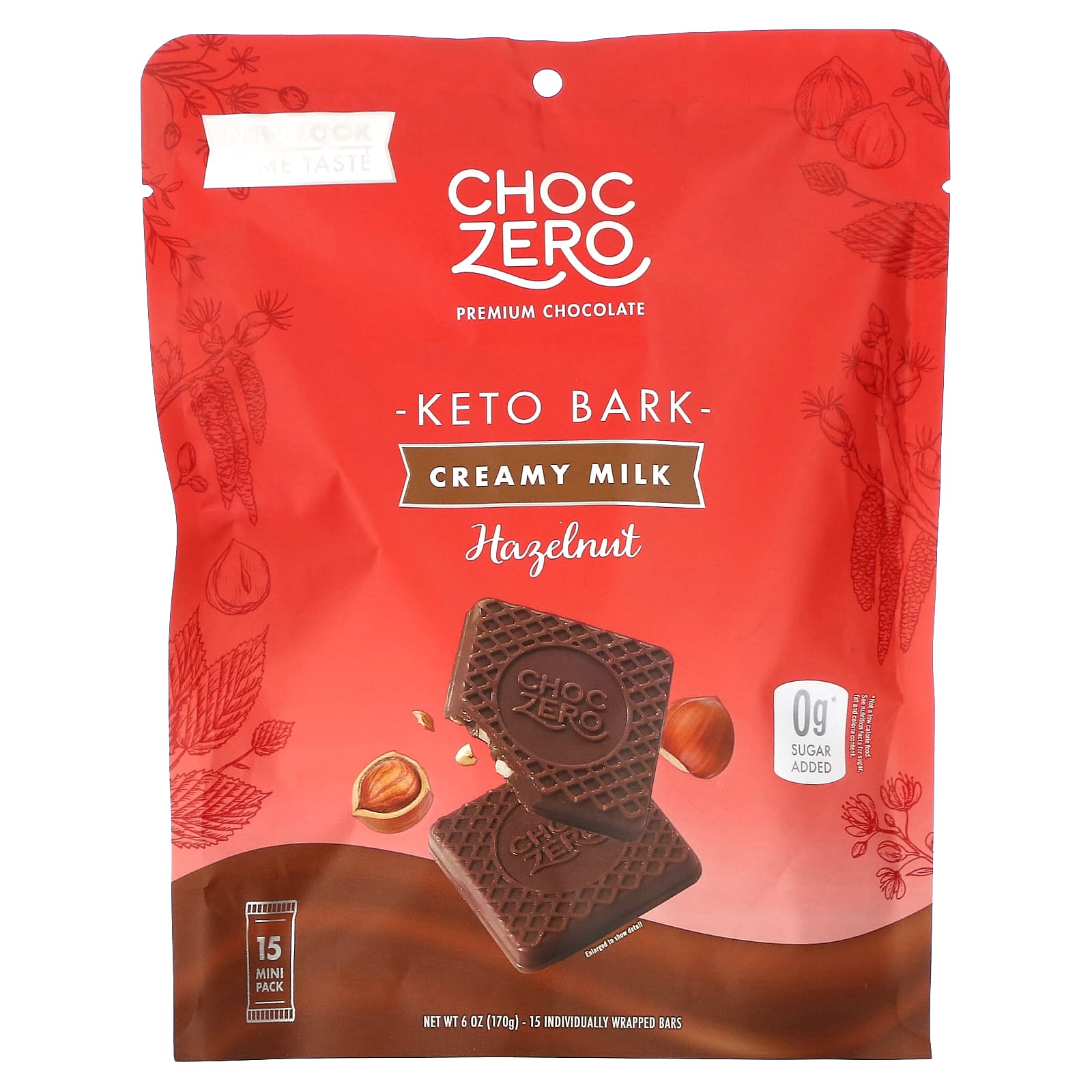 ChocZero Keto Bark молочный шоколад с фундуком 15 мини-упаковок 170 г 6 унций 1890₽