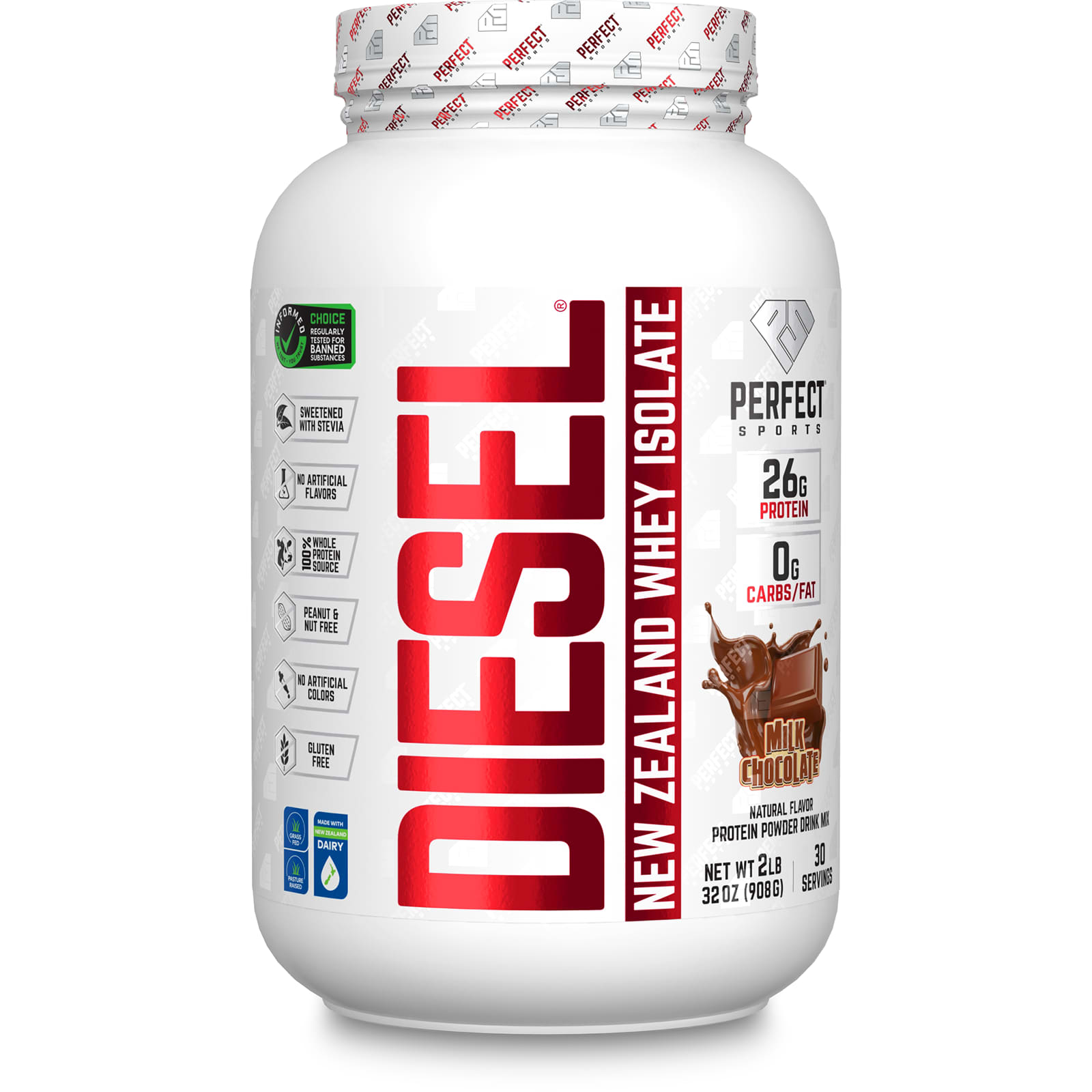 PERFECT Sports Diet новозеландский сывороточный изолят со вкусом молочного шоколада 908 г 2 фунта 8890₽