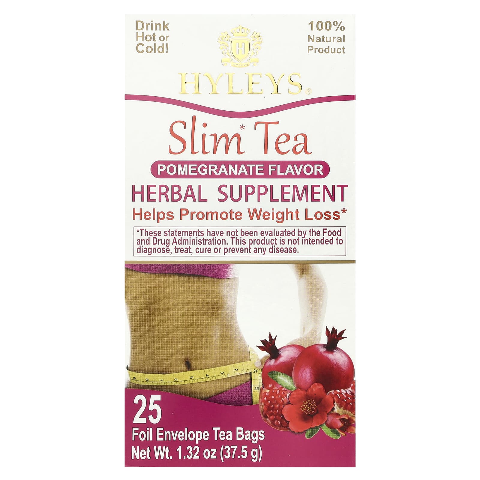 Hyleys Tea Slim Tea гранат чайные пакетики в фольгированных пакетиках 375 г 132 унции 1790₽