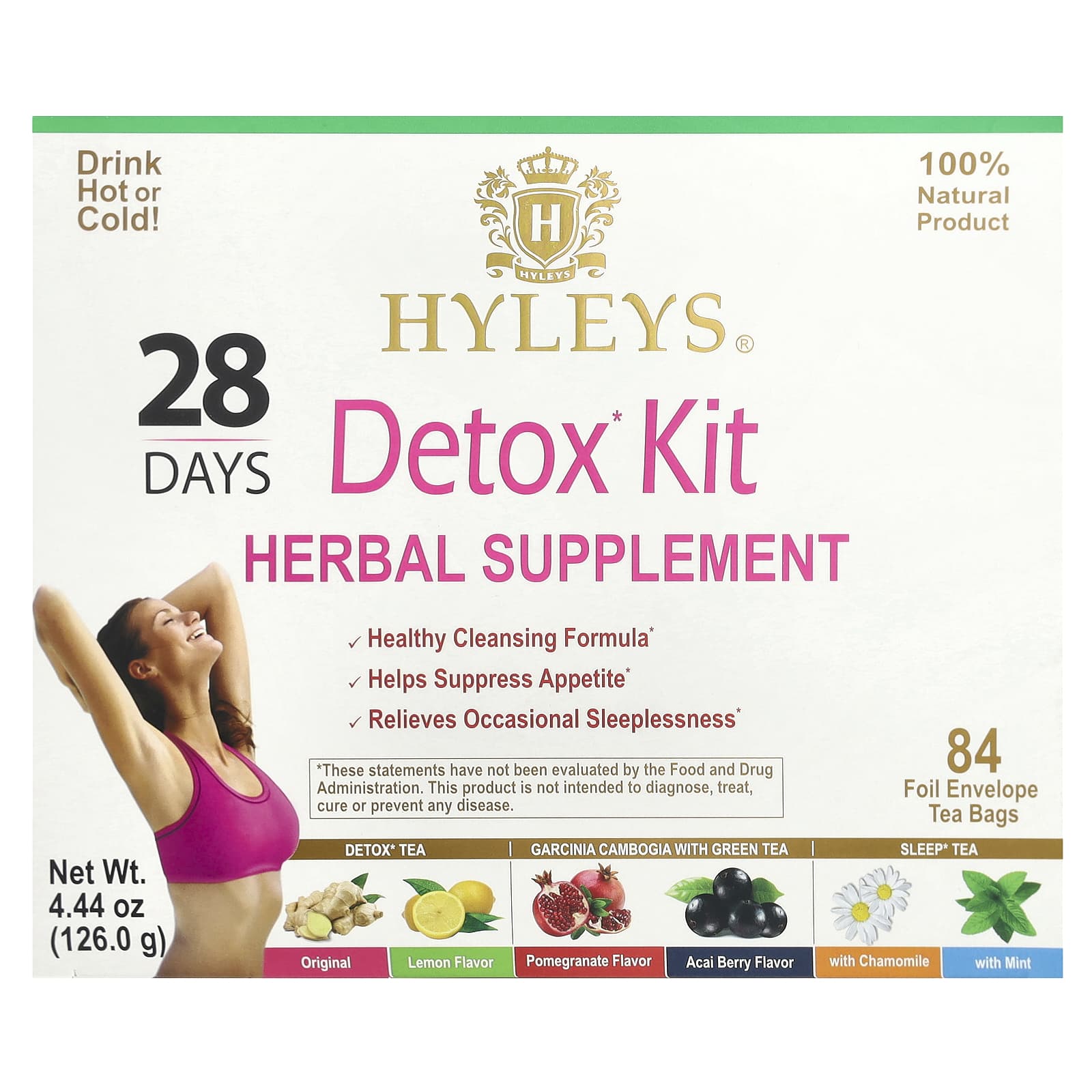 Hyleys Tea 28 Days Detox Kit ассорти 84 чайных пакетика в фольгированных пакетиках 126 г 444 унции 3690₽