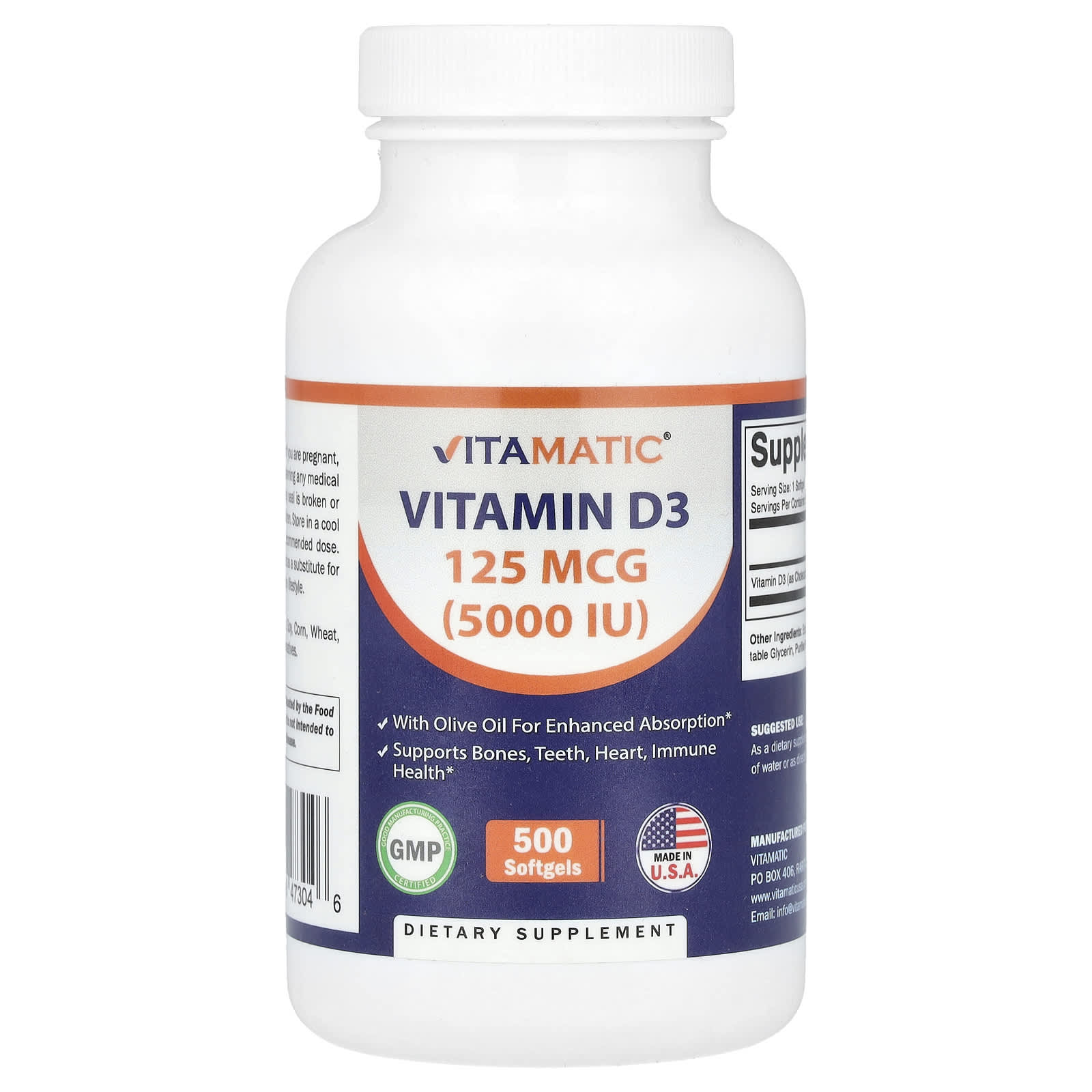 Vitamatic Витамин D3 125 мкг 5000 МЕ 500 мягких таблеток 2090₽