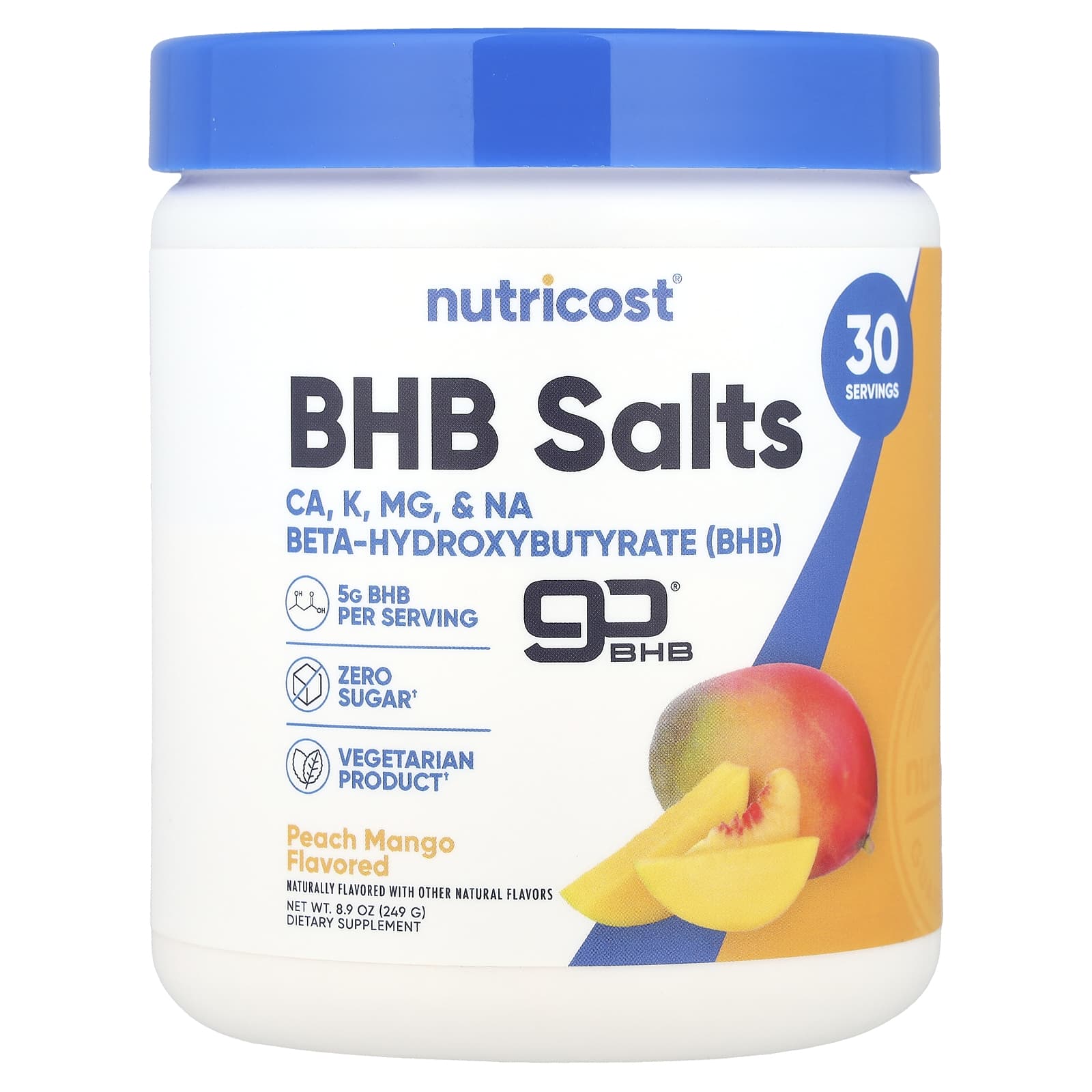 Nutricost BHB Salts goBHB персик и манго 249 г 89 унции 7890₽