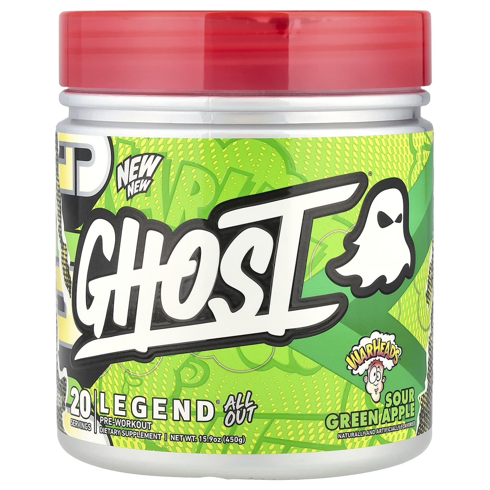 Ghost Legend All Out Pre-Workout Warheads кислое зеленое яблоко 450 г 159 унции 10490₽