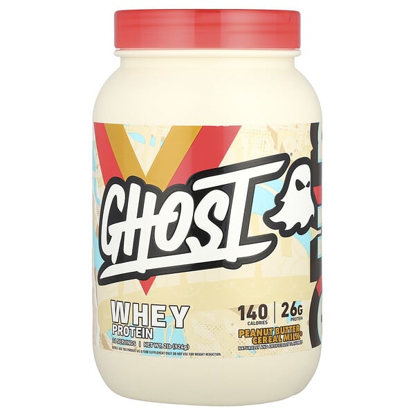 Ghost, Сывороточный протеин, арахисовое масло и зерновое молоко®, 924 г (2 фунта)
