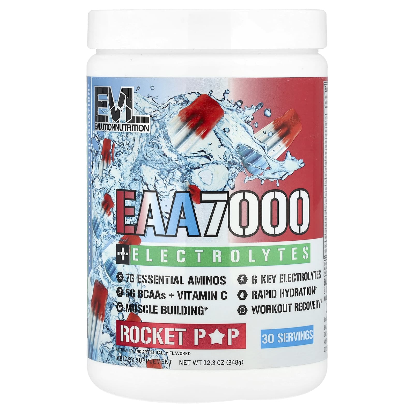 EVLution Nutrition EAA 7000 Plus электролиты Rocket Pop 348 г 123 унции 3190₽