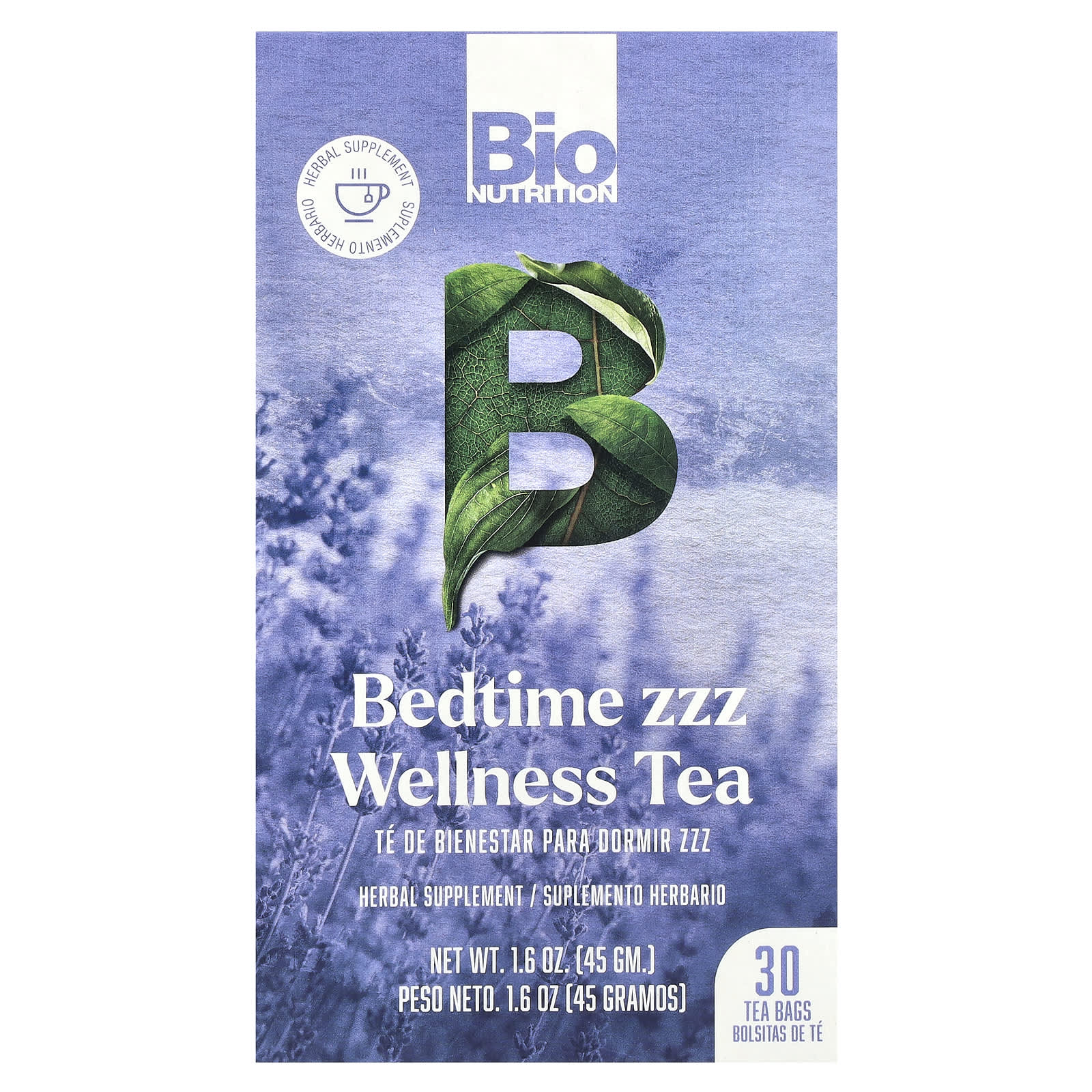 Bio Nutrition Bedtime zzz Wellness Tea без кофеина 30 чайных пакетиков 45 г 16 унции 1890₽