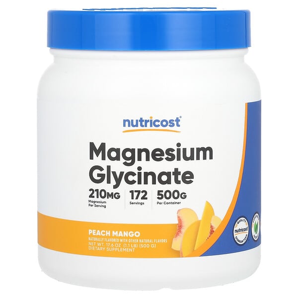 Nutricost, глицинат магния, со вкусом персика и манго, 500 г (17,6 унции)
