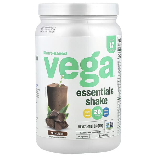 Vega, Растительный коктейль Essentials, шоколад, 613 г (1 фунт 5,6 унции)