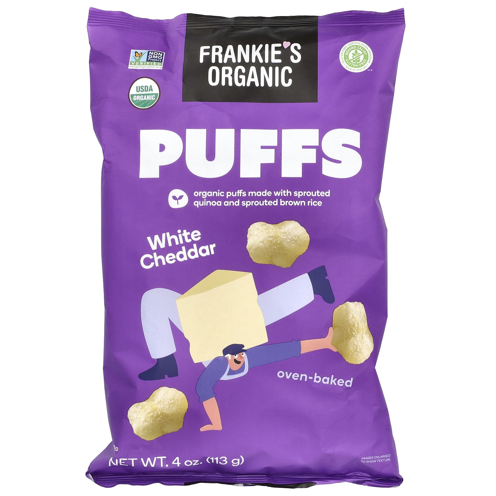 Frankies Organic Puffs белый чеддер 113 г 4 унции 1490₽
