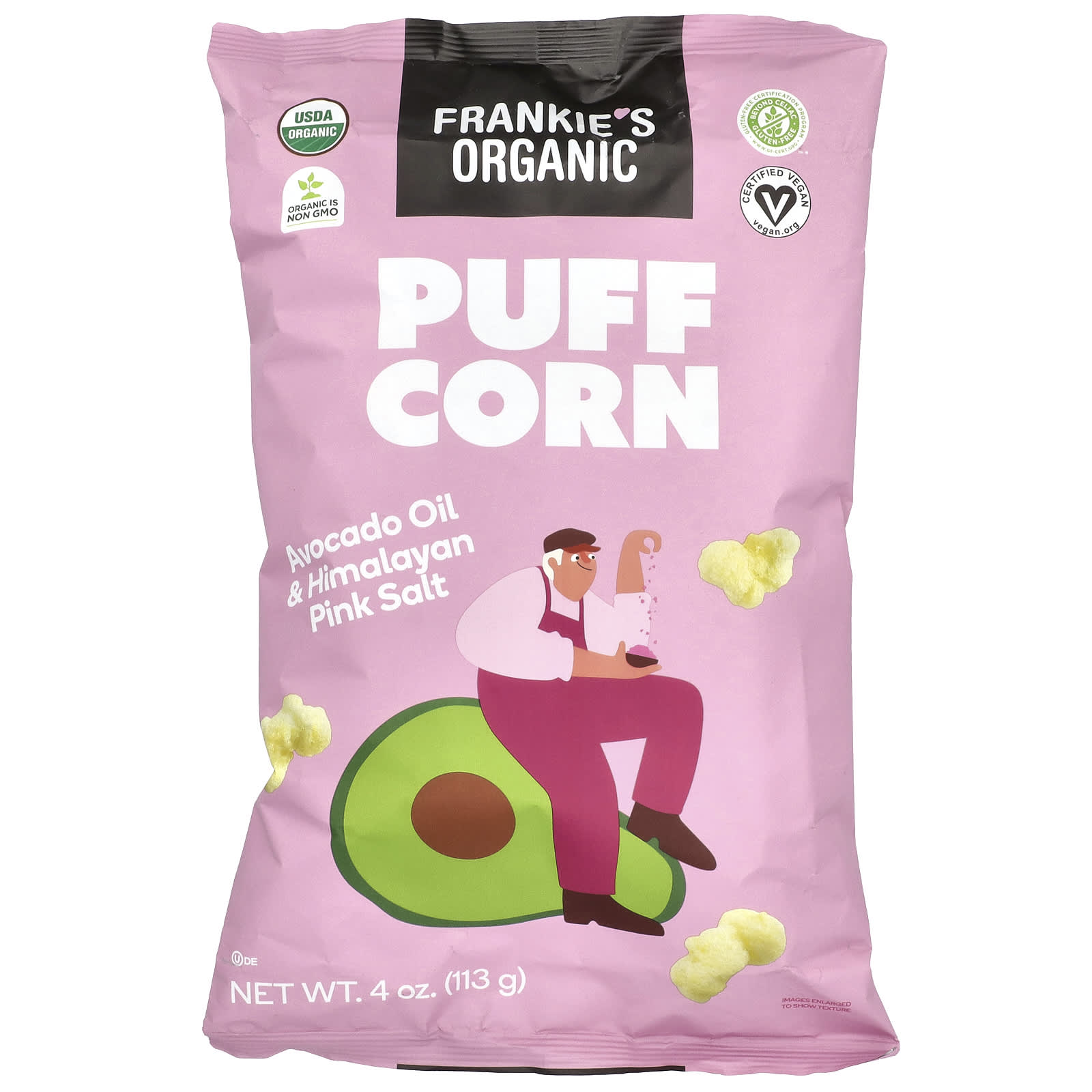 Frankies Organic Puff Corn масло авокадо и розовая гималайская соль 113 г 4 унции 1590₽