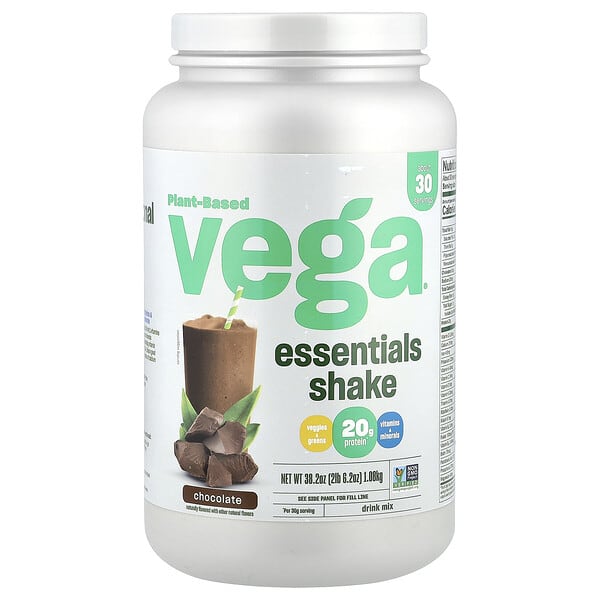 Vega, Растительный коктейль Essentials, шоколад, 1,08 кг (2 фунта 6,2 унции)