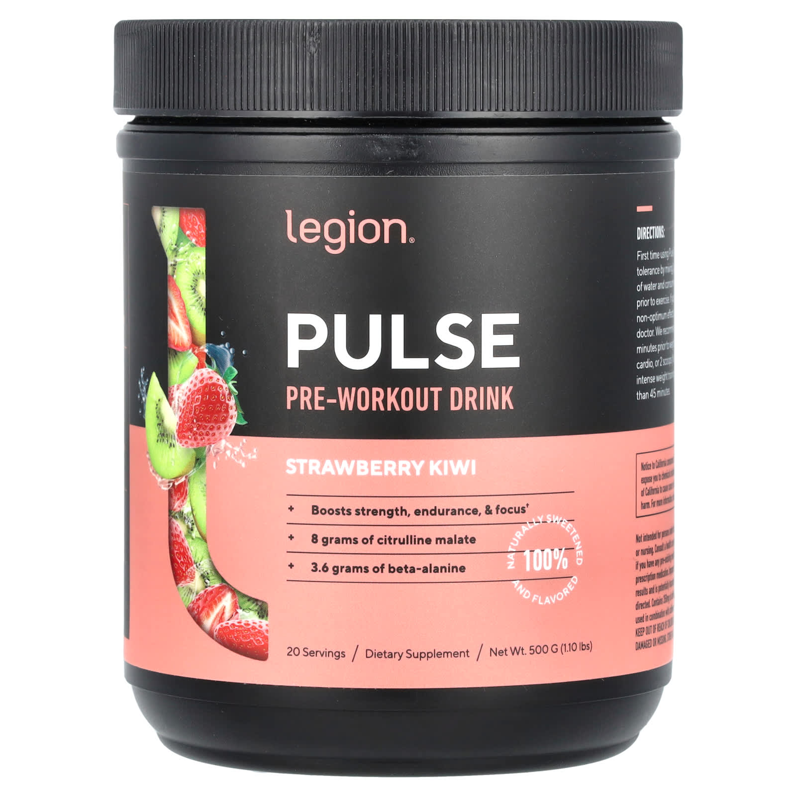 Legion Athletics Pulse предтренировочный напиток клубника и киви 500 г 11 фунта 7590₽