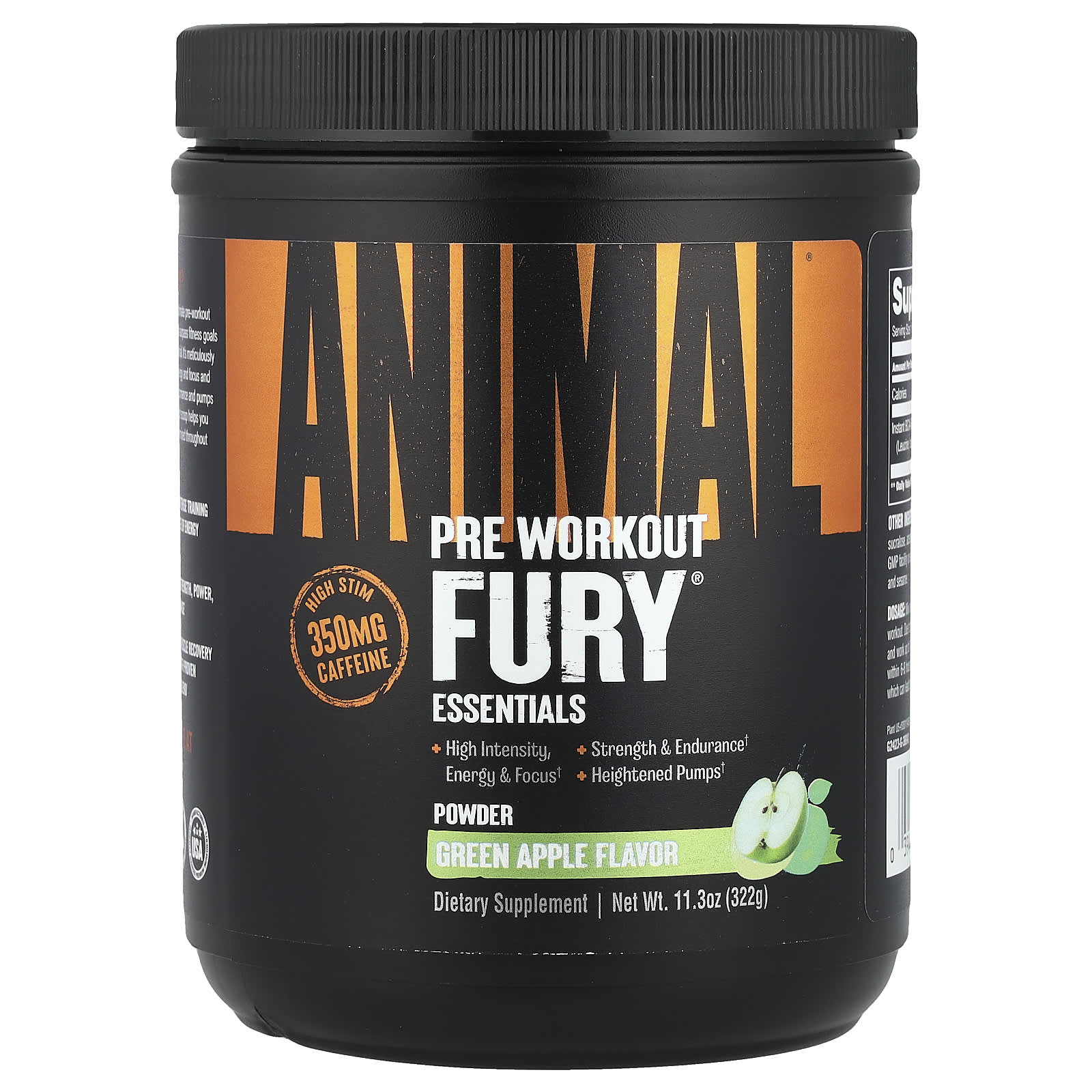 Animal Fury Essentials перед тренировкой зеленое яблоко 322 г 113 унции 5390₽