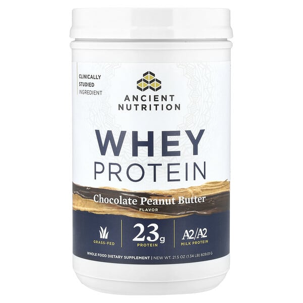 Ancient Nutrition, Сывороточный протеин, шоколадно-арахисовая паста, 609,01 г (1,34 фунта)