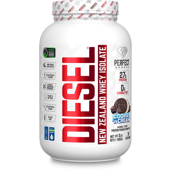 PERFECT Sports, Diet, новозеландский сывороточный изолят, печенье и крем, 908 г (2 фунта)