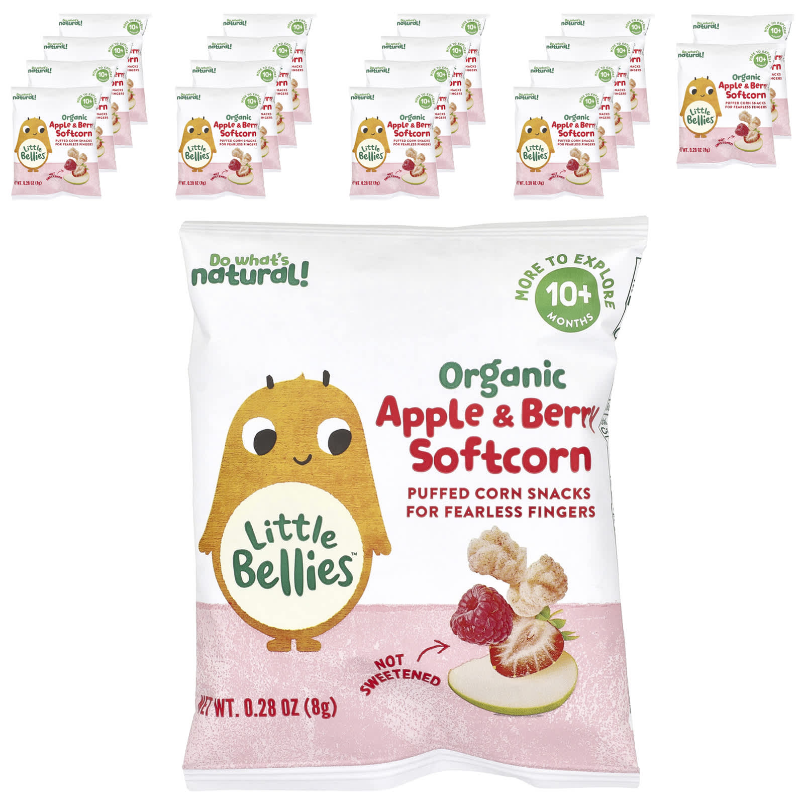 Little Bellies Органическое яблоко и ягоды мягкая кукуруза от 10 месяцев 18 пакетиков по 8 г 028 унции 4290₽