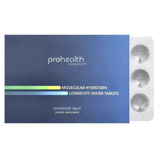 ProHealth Longevity, Molecular Hydrogen, долговечные водные таблетки, 30 шипучих таблеток